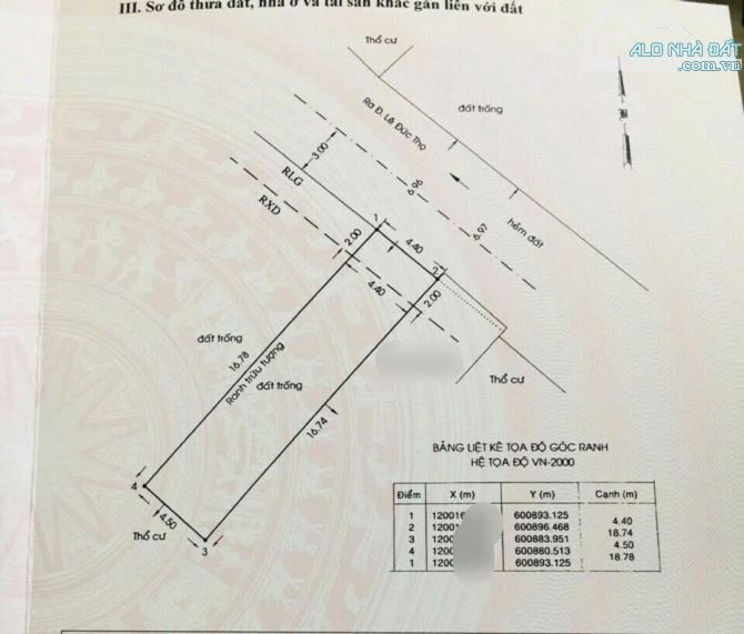 Bán lô đất cạnh khu Osimi Sài Gòn Coop Lê Đức Thọ, P15, Gò Vấp. DT 4,4x19m, CN 84m, HXH 7m