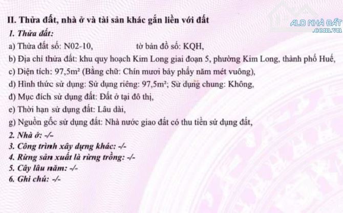 Bán đất KQH Kim Long, Phường Kim Long, TP Huế - 3