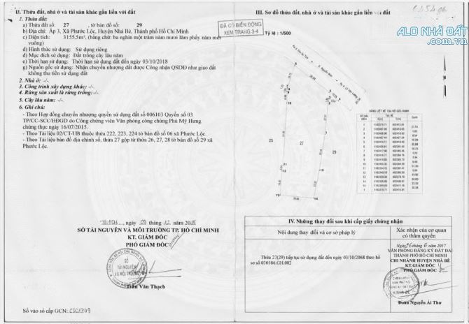 Bán đất mặt đường Nguyễn Bình ấp 3 xã Phước Lộc huyện Nhà Bè (3.155m2) 50.8 tr/m2