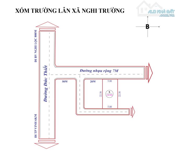 đất xóm trường lân , nghi trường bám đường nhựa ô tô tránh nhau gần đường Đức Thiết - 1