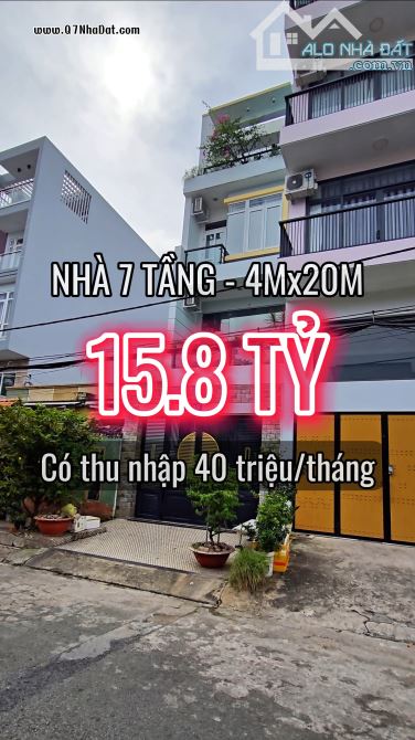 BÁN NHÀ 7 TẦNG PHƯỜNG TÂN KIỂNG, QUẬN 7. DT: 4X20 (80M²) - CÓ THANG MÁY - 1