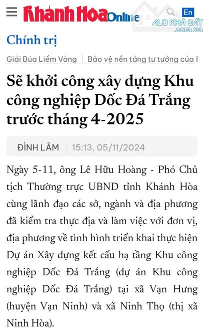 Bán Đất đường oto thông tại Ninh Thọ, Ninh Hòa, Khánh Hòa. - 1