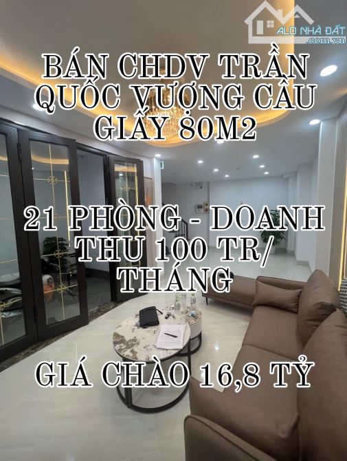 BÁN CHDV TRẦN QUỐC VƯỢNG CẦU GIẤY 80M2-6 TẦNG-MT 12,3M-GIÁ CHÀO 16,8 TỶ-GIÁ THƯƠNG LƯỢNG