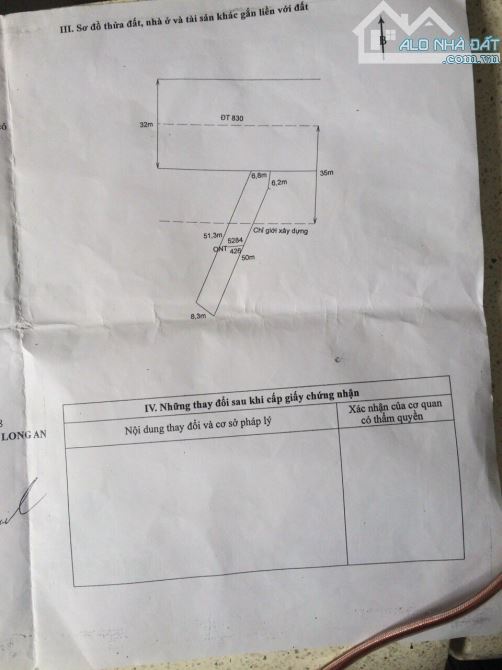 Bán đất chính chủ mặt tiền đường DT830 - 1