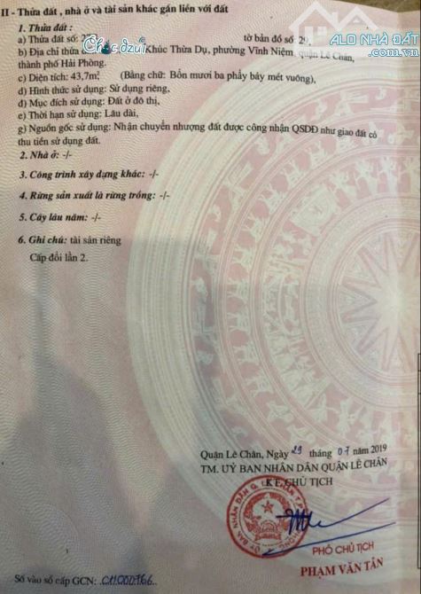Bán nhà Khúc Thừa Dụ - Hải Phòng, 44m 3 tầng độc lập dân xây, ngõ nông, GIÁ 2.85 tỉ - 3
