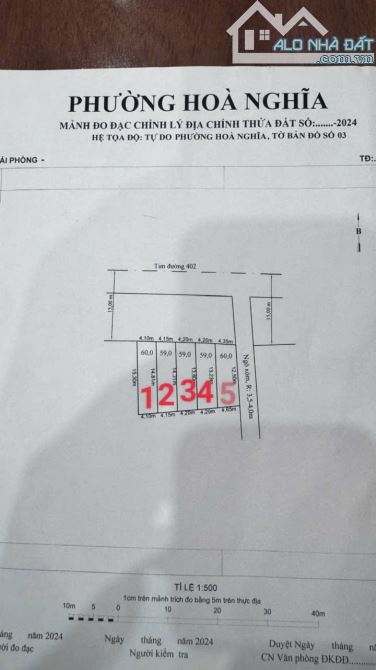 Bán 5 lô mặt đường 402 Hoà Nghĩa, Dương Kinh, Hải Phòng  - Giá chỉ 1tỷ 400 - 5