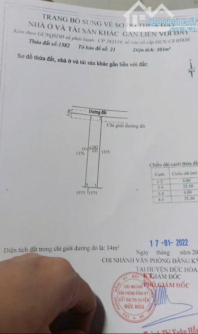 BÁN GẤP LÔ ĐẤT 100M2 -GIÁ 800 TRIỆU – GẦN TRƯỜNG ĐẠI HỌC TÂN ĐỨC – ĐỨC HÒA LONG AN - 2