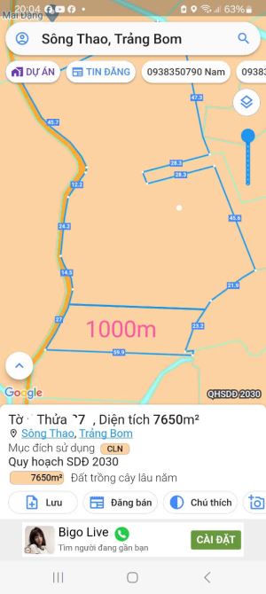 Cần Tiền cắt bán 1000m, xã Sông Thao, huyện Trảng Bom - 3