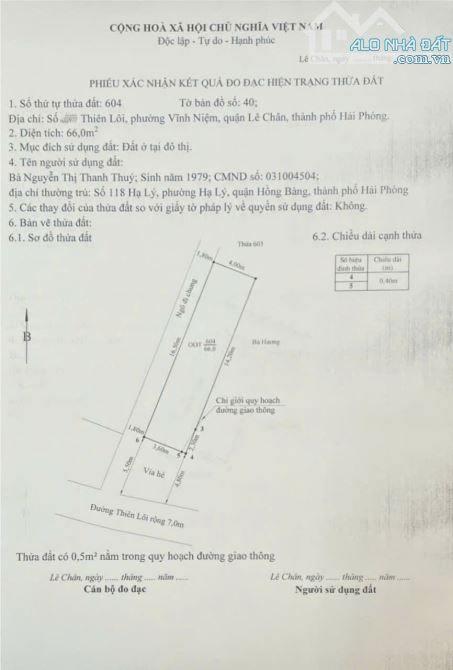 Bán đất tặng nhà 2 tầng mặt đường Thiên Lôi - Lê Chân, 66m, lô góc, GIÁ 6.7 tỉ