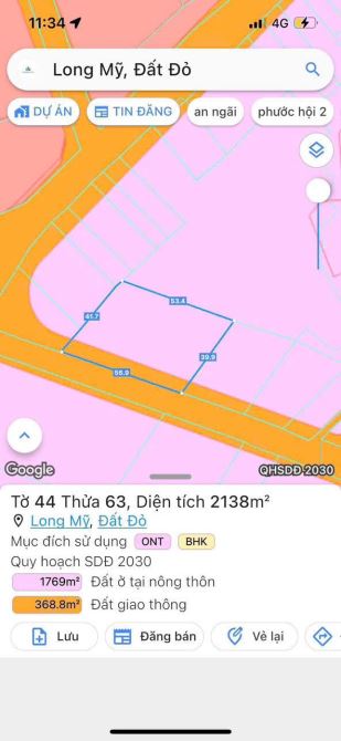 2138m2 (57x41m) Ngay UBND Long Mỹ. cách bãi tắm biển 2km - 1