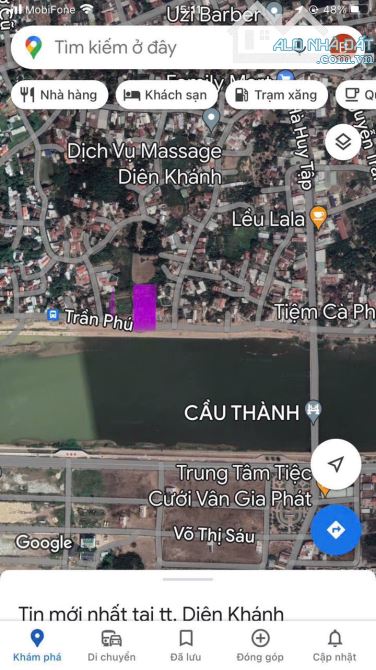 🗣️🗣️ cần bán lô mặt tiền đường Trần Phú thị trấn Diên Khánh view sông giá 3,850 tỷ - 3