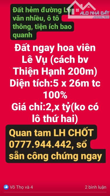 CHỦ GỞI BÁN LÔ ĐẤT 1TY750TR 5X19 TC 50M ĐƯỜNG BÊ TÔNG XE Ô TÔ VI VU, DÂN CƯ ĐÔNG ĐÚC GẦN T - 3