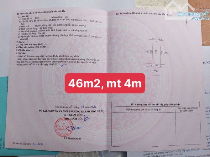 Bán lô diện tích 46m2, MT 4m  khu DV 25ha, Vị trí đẹp, không lỗi lầm, gi