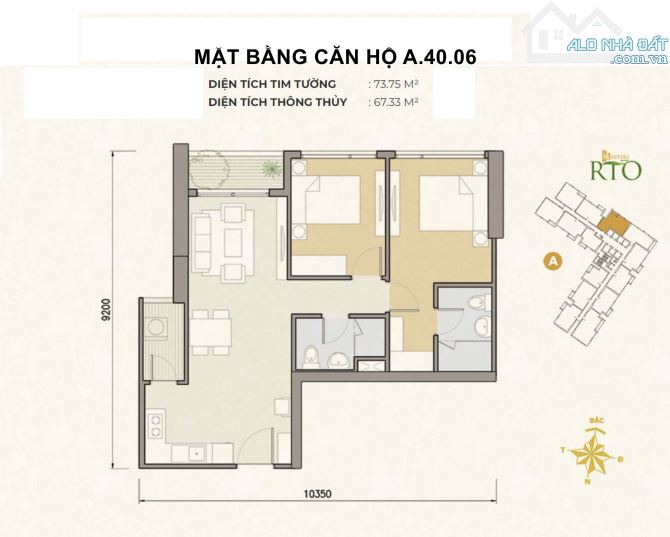 BÁN GẤP CHUNG CƯ CAO CẤP MASTERI AN PHÚ 74m2 2PN - 1