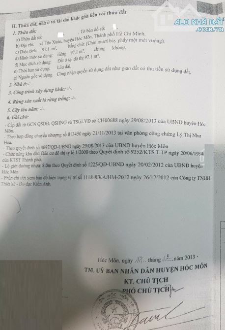 BÁN NHANH 97M2 THỔ CƯ ĐƯỜNG TÂN XUÂN 3, XÃ TÂN XUÂN, HÓC MÔN GIÁ 1,5 TỶ - 3