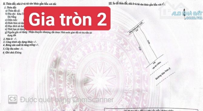 Chủ bán gấp đất Gia Tròn 2 Hoà Hiệp Nam Liên Chiểu Đà Nẵng