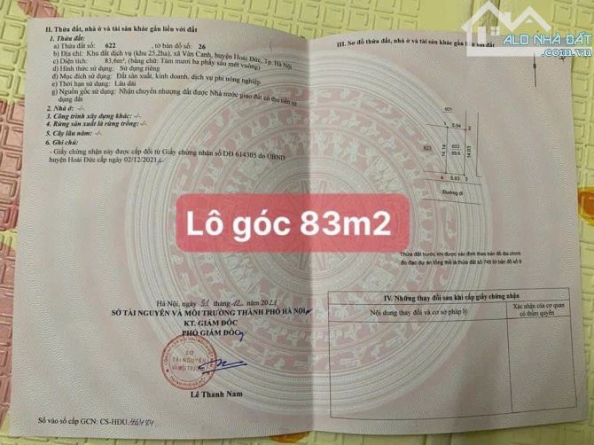 BÁN LÔ GÓC 83M2 SIÊU VIP KHU 25,2HA VÂN CANH