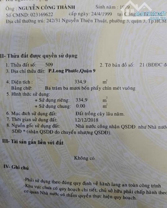 BÁN NHÀ C4 TÍNH ĐẤT 426 M2 PHƯỜNG LONG PHƯỚC Q.9 GIÁ 5,4 TỶ - 2