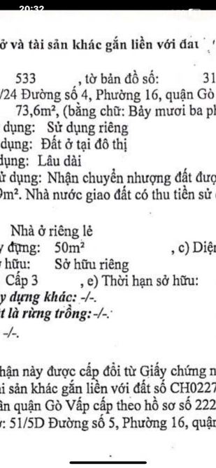 Kẹt tiền cần bán gấp nhà HXH đường số 4 P16 73m2, 1 lầu, 6,2 tỷ - 1