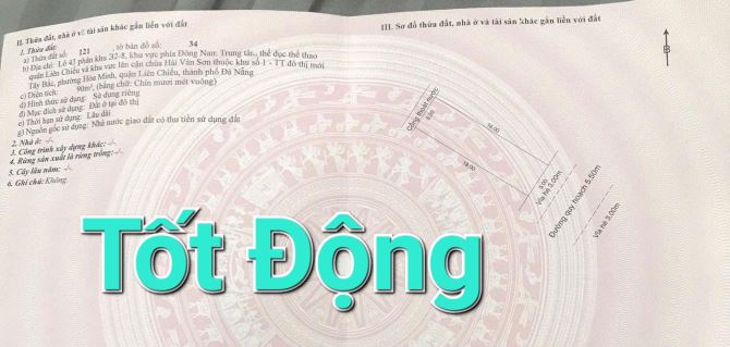 🌟 BÁN ĐẤT VỊ TRÍ ĐẸP – TRUNG TÂM QUẬN LIÊN CHIỂU 🌟  🏠 Vị Trí: Đường Tốt Động, Đà Nẵng