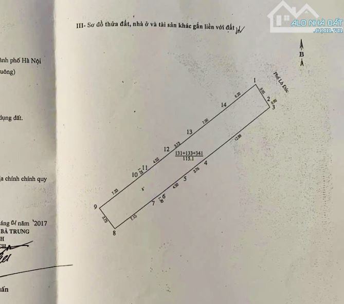 Bán đất vàng mặt phố Lò Đúc - DT 115m2 - mặt tiền 4m - giá 39 tỷ