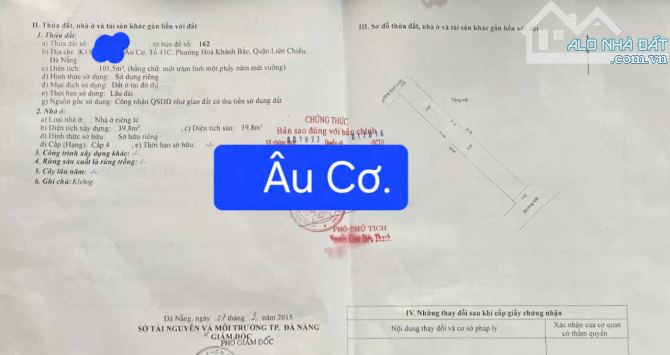 Cần bán 2 lô Liền kề kiệt Ô TÔ K151 Âu Cơ - gần chợ Hòa Khánh - 1