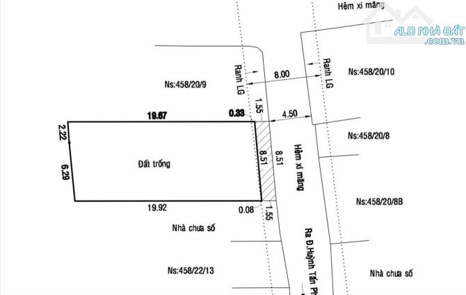 Bán đất hẻm 6m ô tô tận nơi 458 Huỳnh Tấn Phát l Bình Thuận l Q7. DT : 8,5m x 21,5m l