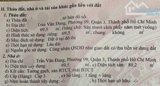 Bán nhà Trần Văn Đang, Quận 3, 70m2, 5PN, sát mặt tiền, chỉ 5 tỷ nhỉnh