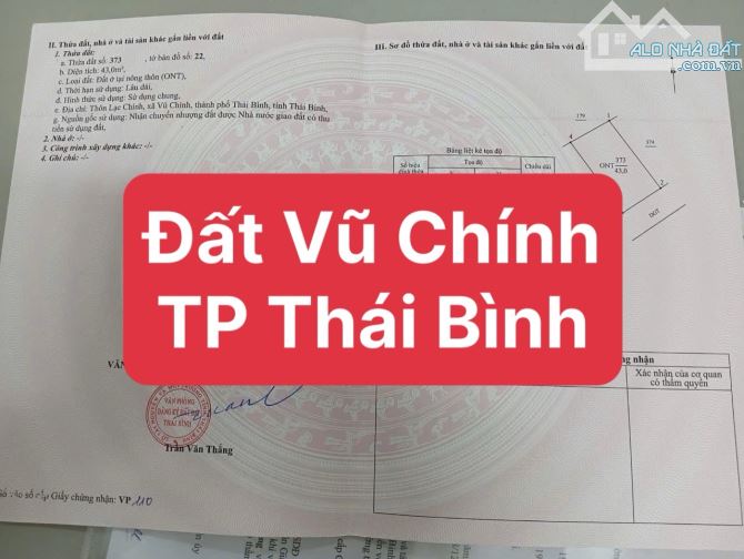 Đất Vũ Chính TP Thái Bình vài bước chân ra đường Chu Văn An mà chưa đến 1,2 tỷ quá rẻ