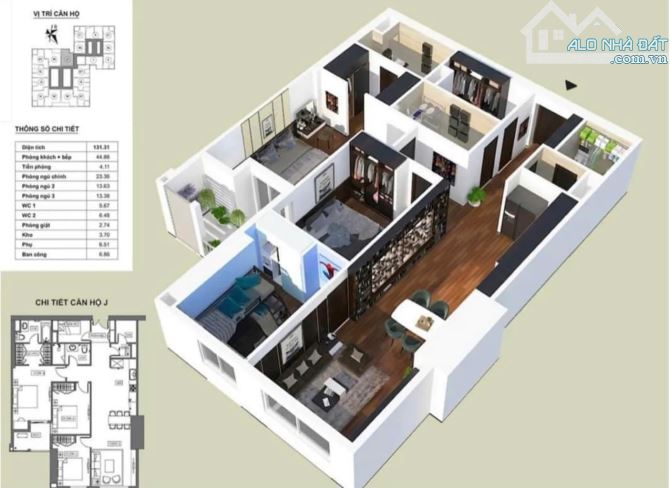 CỰC HIẾM -CC HPC LANDMARK 121M2 3 NGỦ 2 VS LÔ GÓC-BC ĐÔNG NAM-FULL NỘI THẤT CHỈ 6,5 TỶ - 5