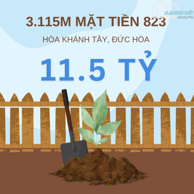 3115m MT 823 giá 11.5 tỷ. Đất đẹp dừa say trái.