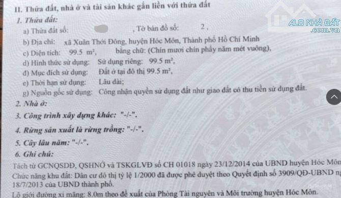 Sale tháng 12 ! căn nhà trước bán 2 tỉ nay giảm còn 1 tỉ 300tr, 100m2 SHR . .  Xuân Thới 3 - 5