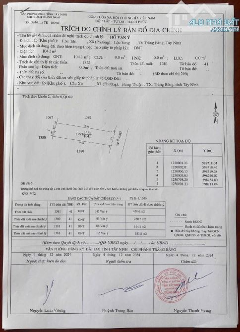 CẦN BÁN LÔ ĐẤT 104M2 GẦN CHỢ CẦU XE TRUNG TÂM TRẢNG BÀNG GIÁ 600 TRIỆU - 6