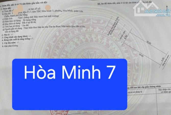 🔴Đất đường Hòa Minh 7 - Gần biển song song Nguyễn Sinh Sắc