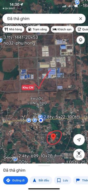 Ngộp quá 500m2(10x50m) vuông vắn có 80tc đối diện KCN giá chỉ 1tỷ3