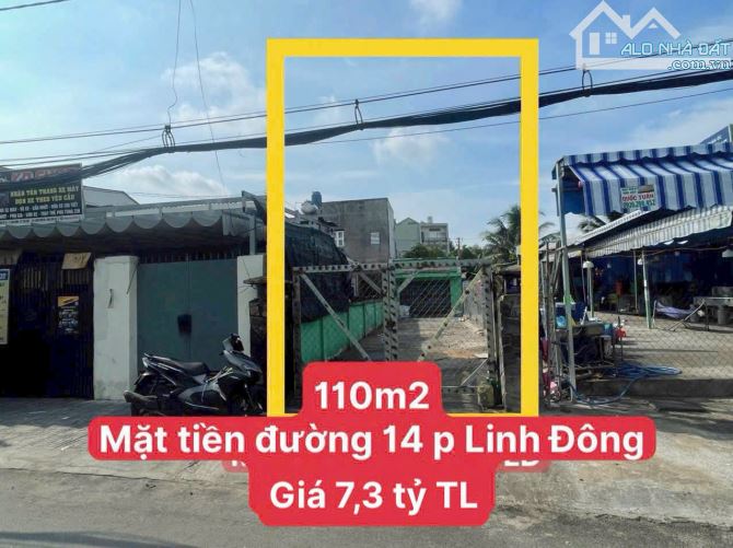 Bán lô đất MT kinh doanh đường Số 14, Linh Đông, dt 110 m² giá 7,3 tỷ