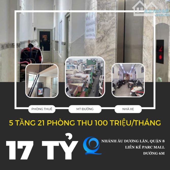 Bán tòa CHDV 5 tầng 21 phòng thu 100 triệu/tháng Âu Dương Lân