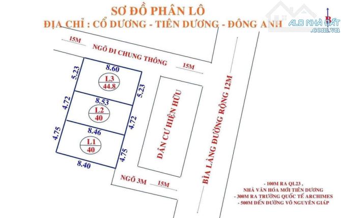 BÁN LÔ GÓC 44.8m2 đất Cổ Dương - Tiên Dương vài bước chân ra bìa làng. - 3