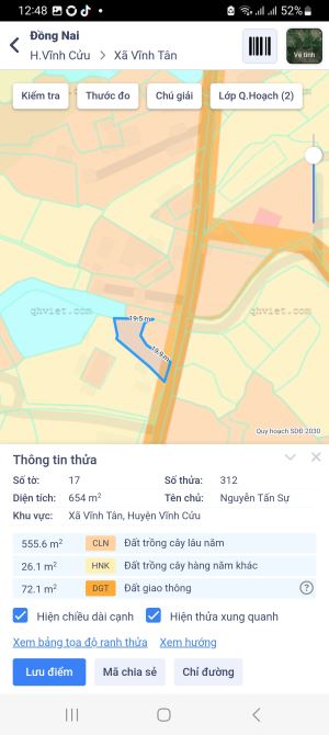 Chính chủ gởi  bán miếng đất vinh tân  đồng nai.