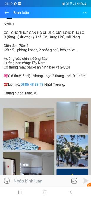 Chung cư Hưng Phú lô b 2 phòng ngủ - 1