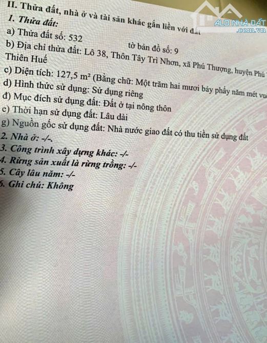 BÁN NHANH LÔ ĐẤT KQH TÂY TRÌ NHƠN, PHÚ THƯỢNG - 1