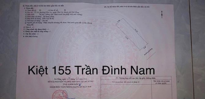 Bán lô đất kiệt 2 ôtô Tránh nhau- 155 Trần Đình Nam- Phường Hoà An- Cẩm Lệ - 2