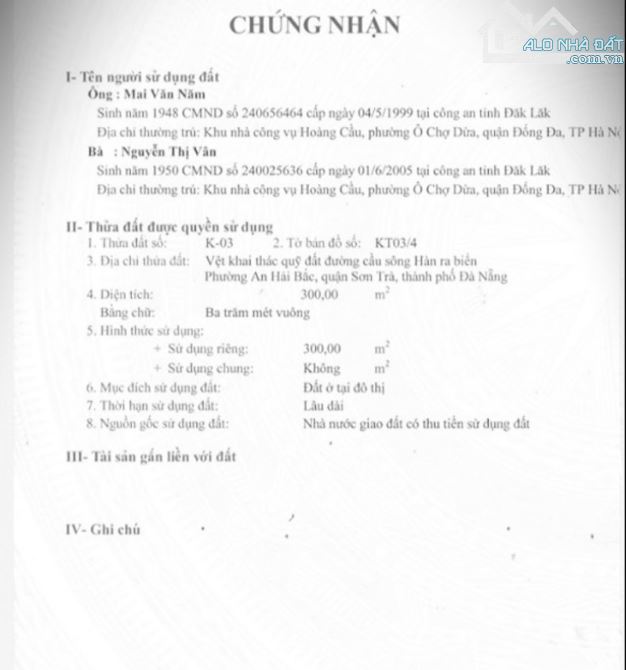 CẦN BÁN LÔ BIỆT THỰ ĐƯỜNG NGUYỄN HŨU THÔNG DT 300M ( 30 TỈ )