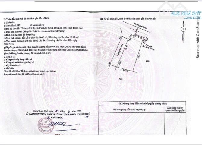 2 Mặt tiền đường Nguyễn Đình Sản - Thị Trấn Phú Lộc gần các Khu du lịch nghĩ dưỡng giá 7xx