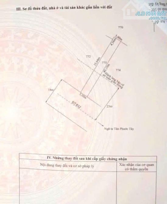 Quá đẹp, 200m2 đất thổ mặt tiền tỉnh lộ 832, Tân Trụ, chốt 1.5 tỷ