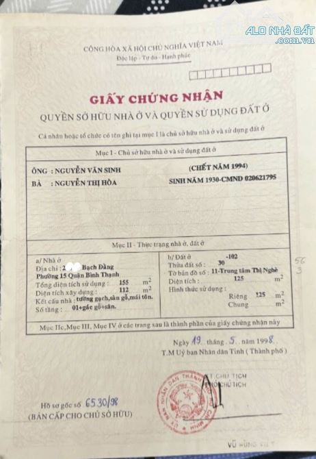 NHÀ DT LỚN ĐƯỜNG BẠCH ĐẰNG , P15 , QUẬN - BT - 3