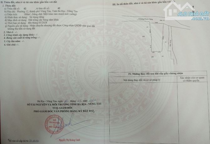 ✅CHỦ GỬI BÁN LÔ ĐẤT , PHƯỜNG 12 THÀNH PHỐ VT , Dt 180m2 full Hông,    ✅✅✅Giá Bán 2tỷ700tr - 2