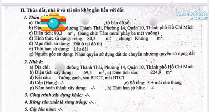 Khuôn đất đẹp xây CHDV cao cấp Thành Thái,  ngay UBND Quận 10 - chỉ 13,5 tỷ - 3