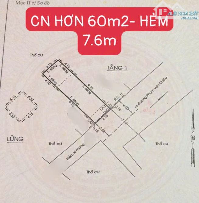 BÁN NHÀ PHẠM VĂN CHIÊU - HẺM XE TẢI 7.6M - 60M2 CHỈ HƠN 5 TỶ