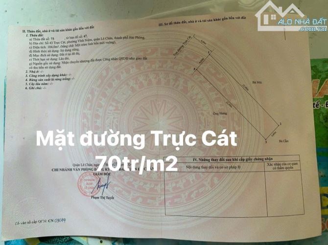 Cần bán mặt đường trực cát cực đẹp quận lê chân